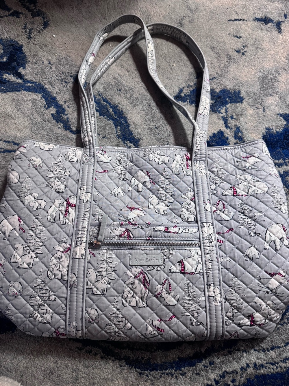 Vera Bradley Light Gray Quilted Polar Bear Print